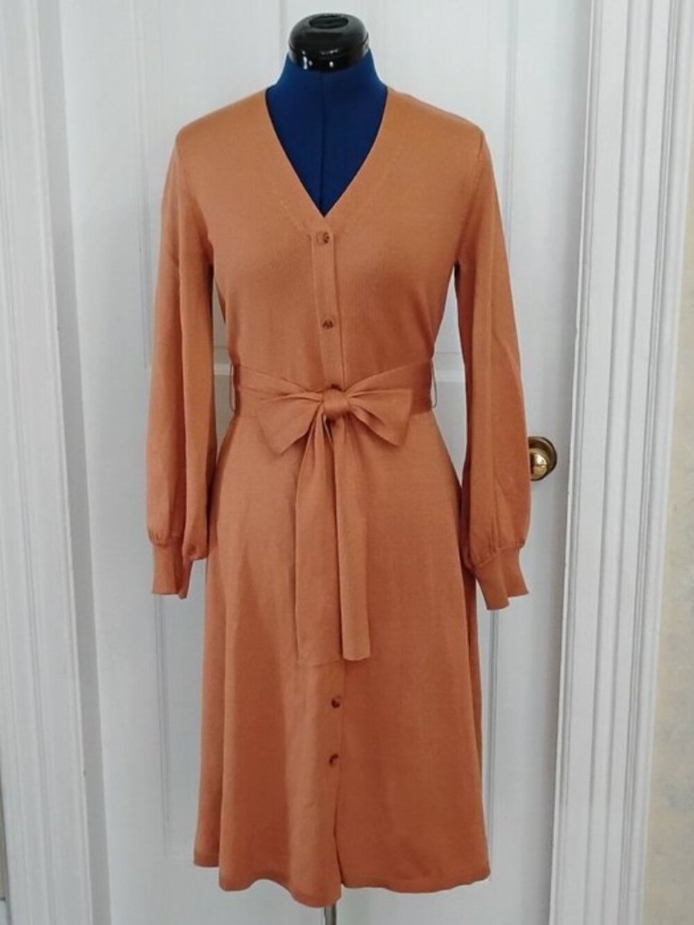 Eliza J Caramel Puff Sleeve Sweater Dress - Picture 2 of 8